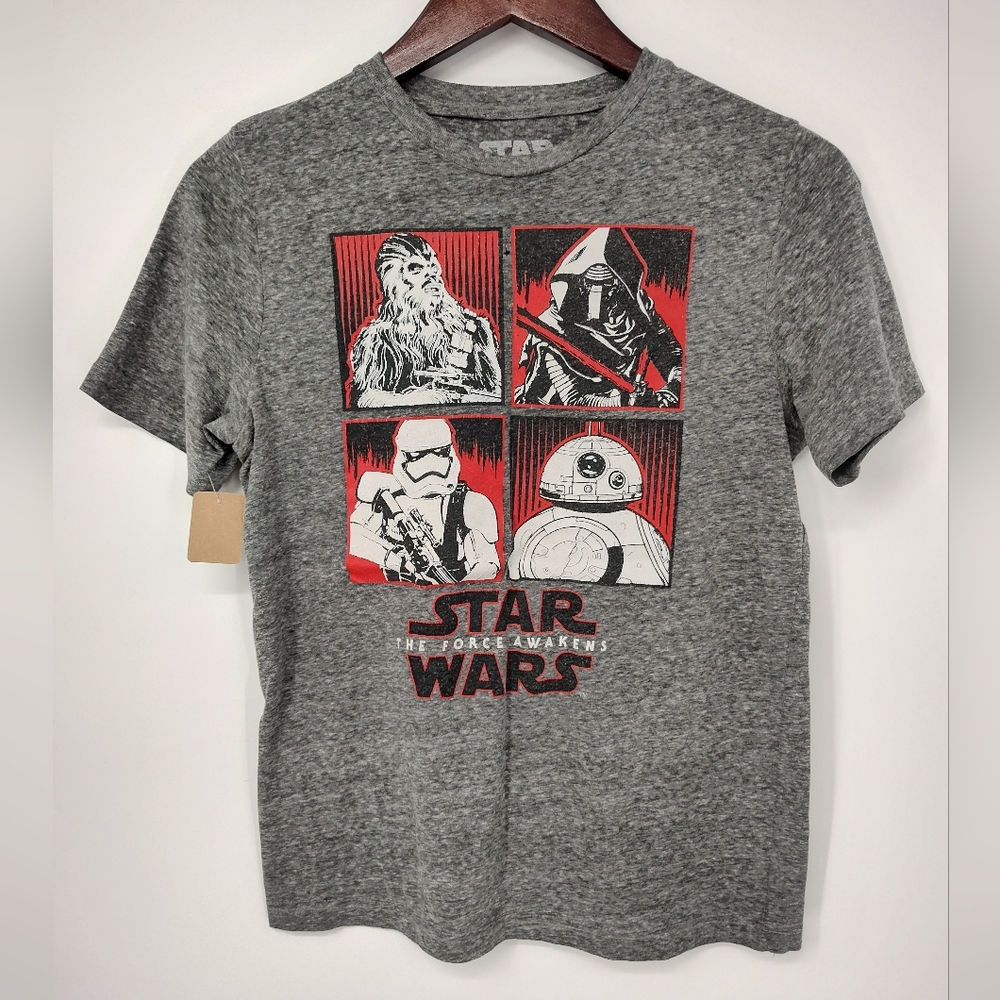 Star Wars Gray The Force Awakens Graphic Tee Shirt Youth Large 14/16